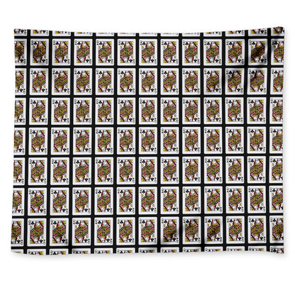 Queen Of Clubs Playing Card Pattern Print Tapestry
