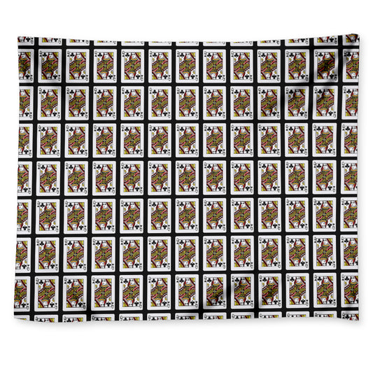 Queen Of Clubs Playing Card Pattern Print Tapestry
