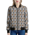 Queen Of Clubs Pattern Print Women's Bomber Jacket