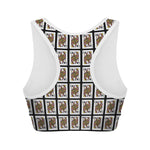 Queen Of Clubs Playing Card Pattern Print Women's Sports Bra