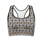 Queen Of Clubs Playing Card Pattern Print Women's Sports Bra