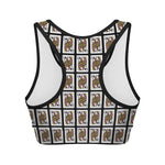 Queen Of Clubs Playing Card Pattern Print Women's Sports Bra