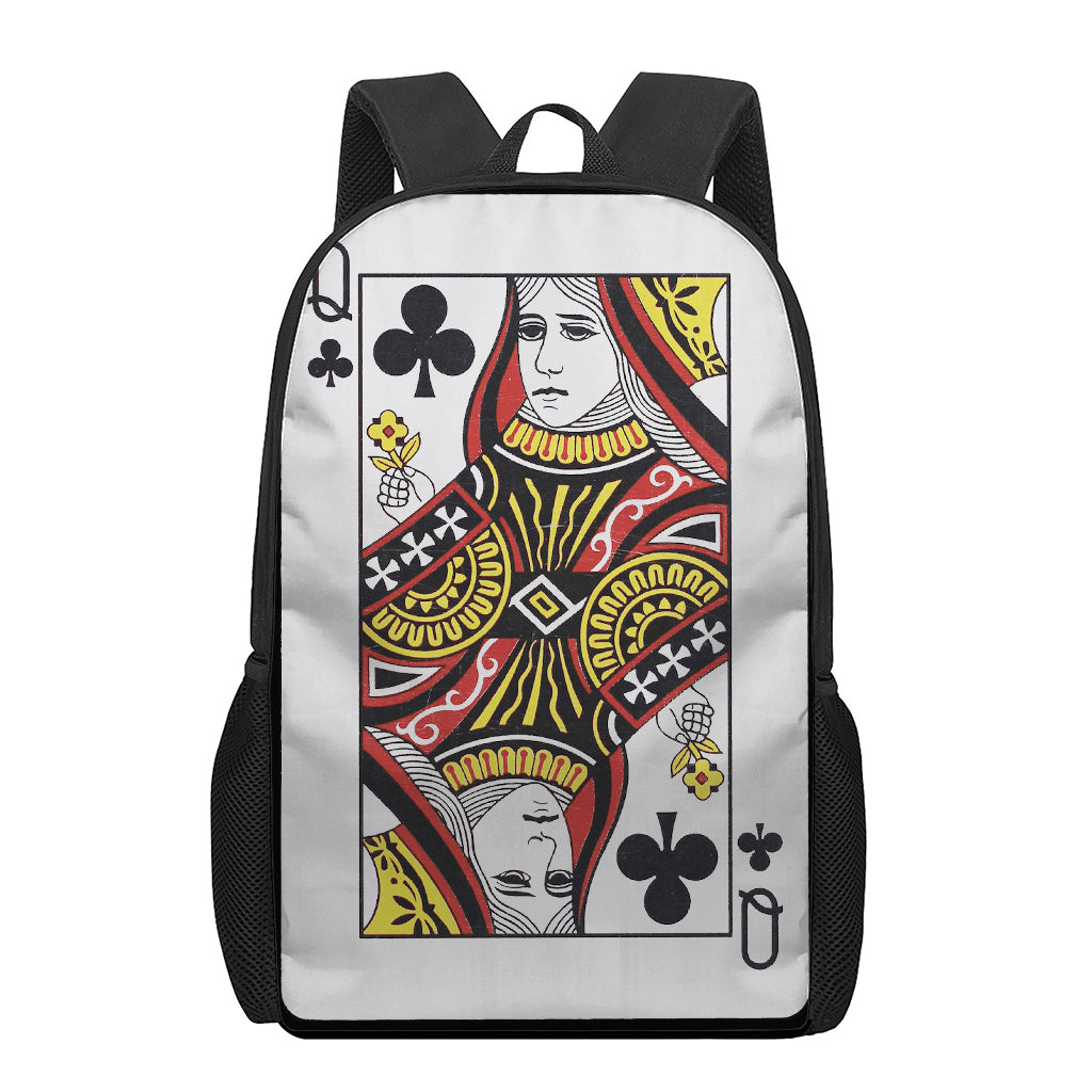 Queen Of Clubs Playing Card Print 17 Inch Backpack
