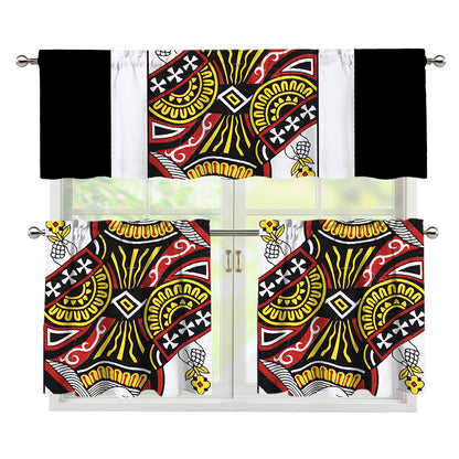 Queen Of Clubs Playing Card Print 3 Piece Kitchen Curtains