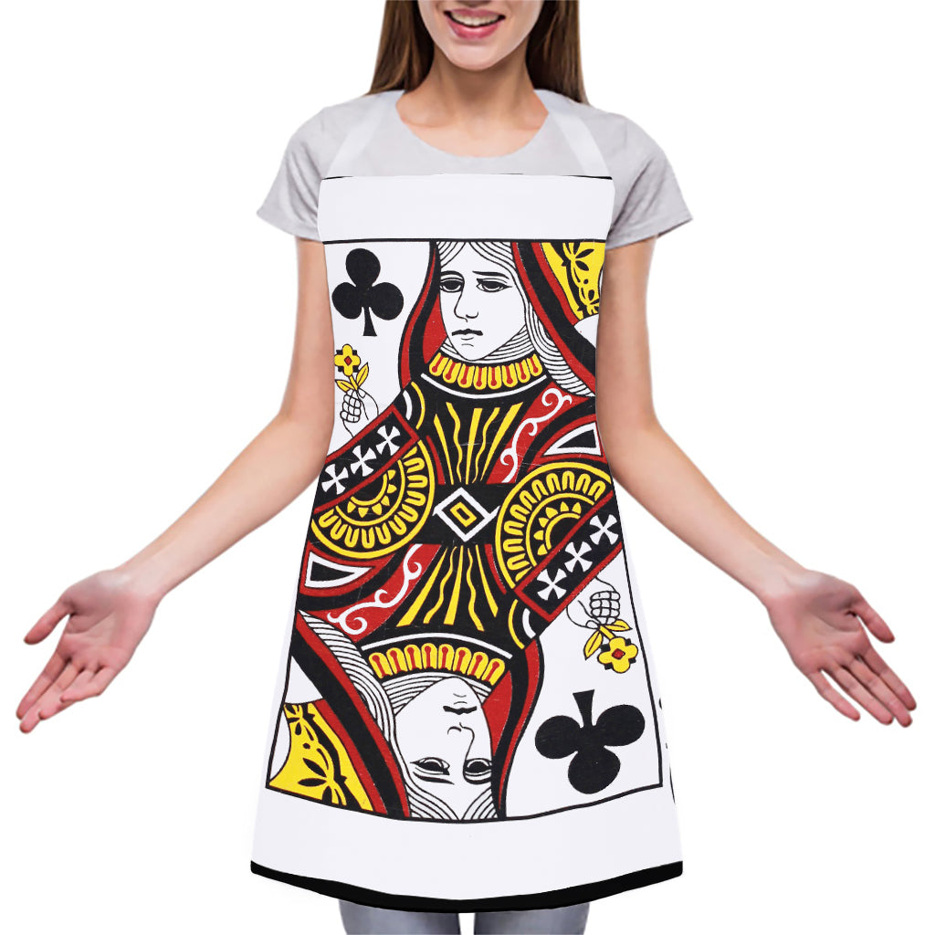 Queen Of Clubs Playing Card Print Adjustable Apron