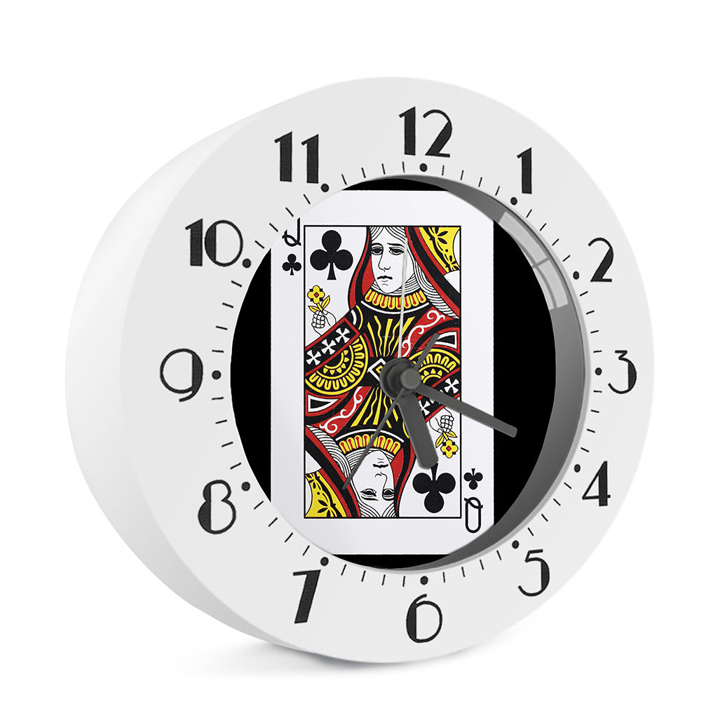 Queen Of Clubs Playing Card Print Alarm Clock