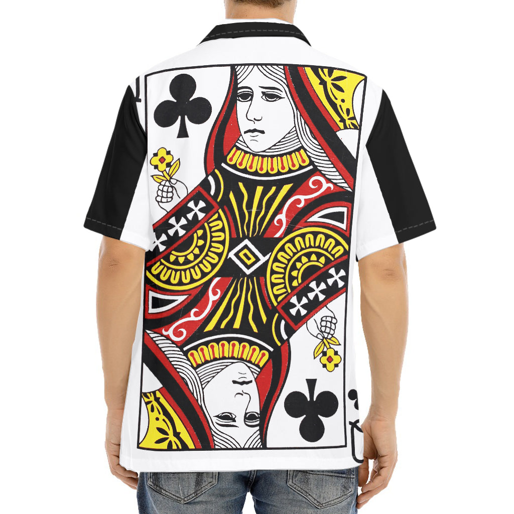 Queen Of Clubs Playing Card Print Aloha Shirt