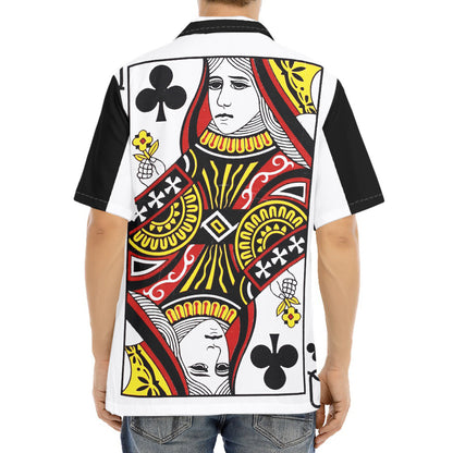 Queen Of Clubs Playing Card Print Aloha Shirt