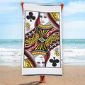 Queen Of Clubs Playing Card Print Beach Towel