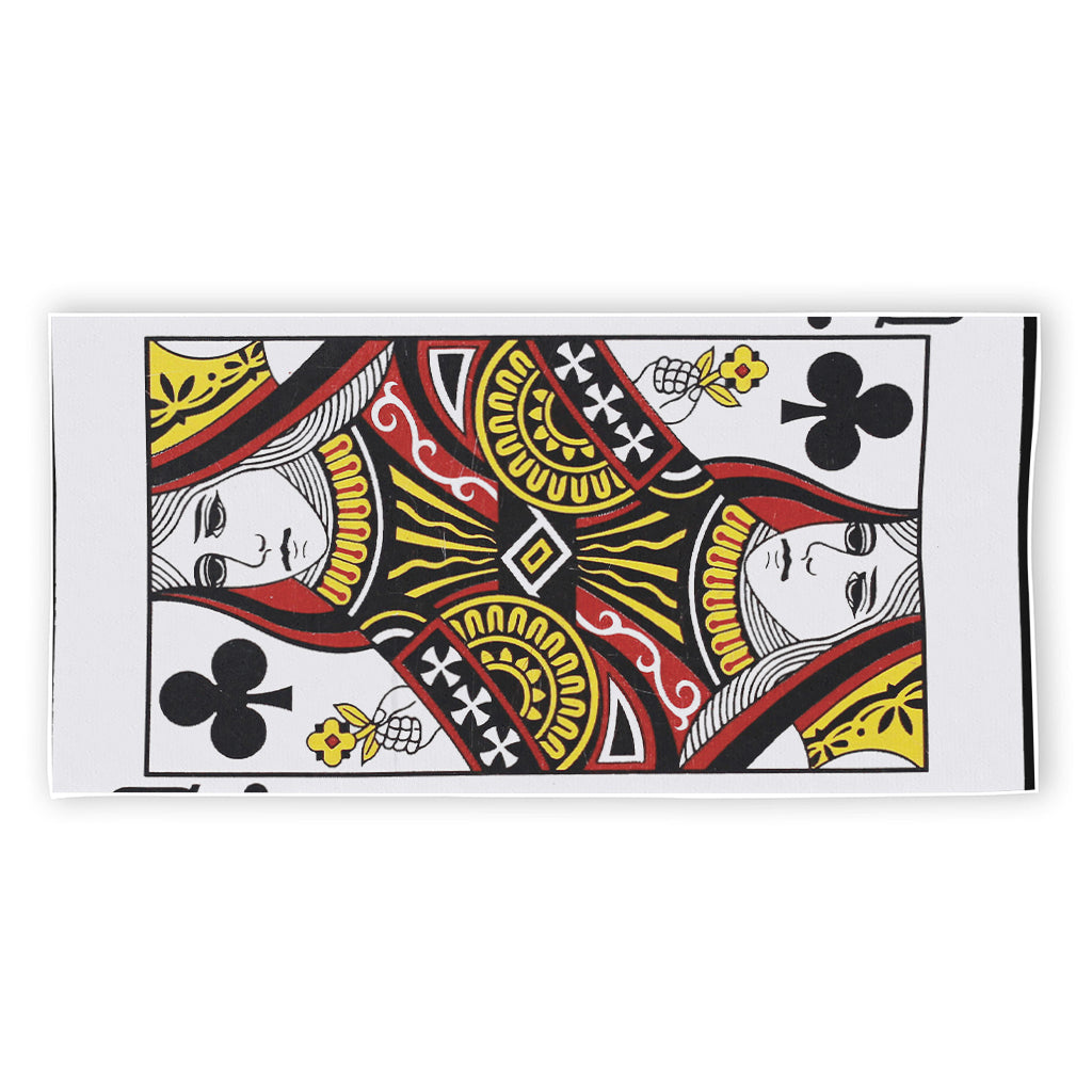 Queen Of Clubs Playing Card Print Beach Towel