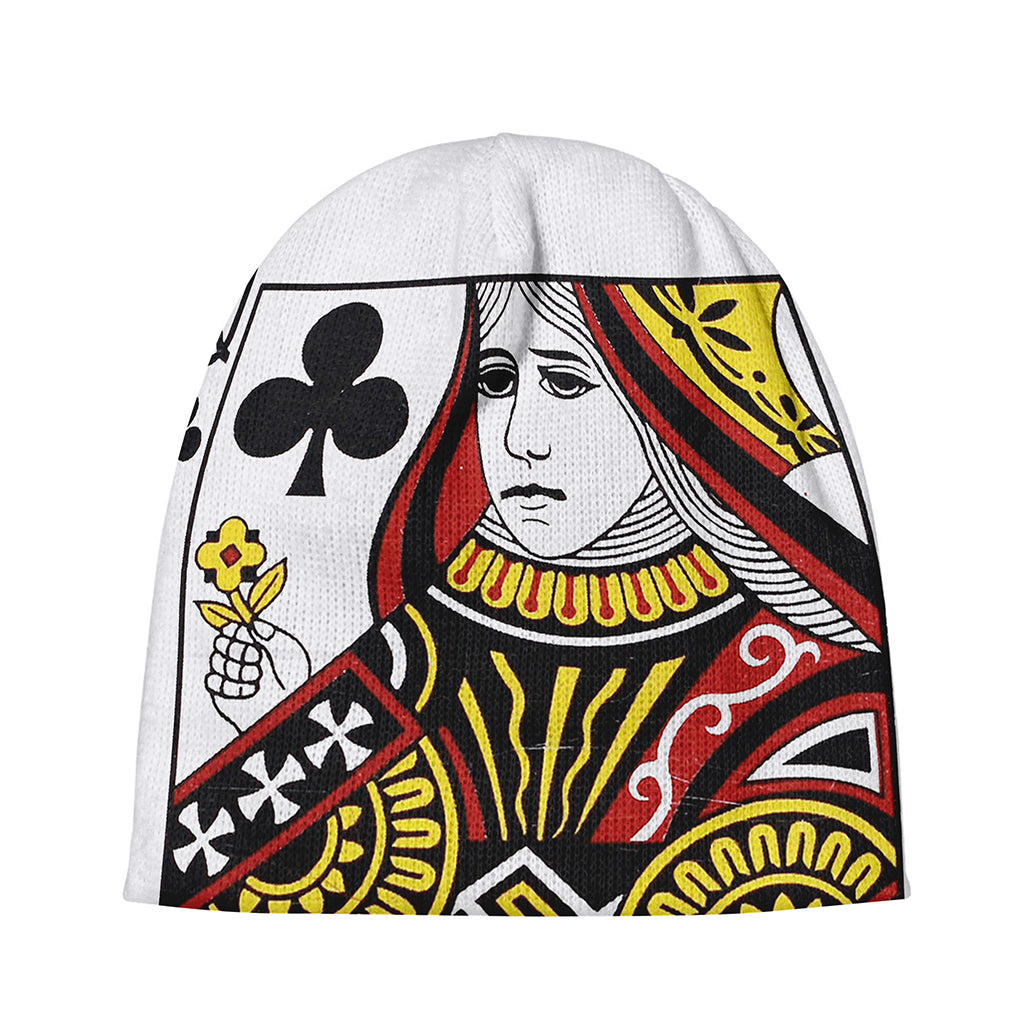 Queen Of Clubs Playing Card Print Beanie