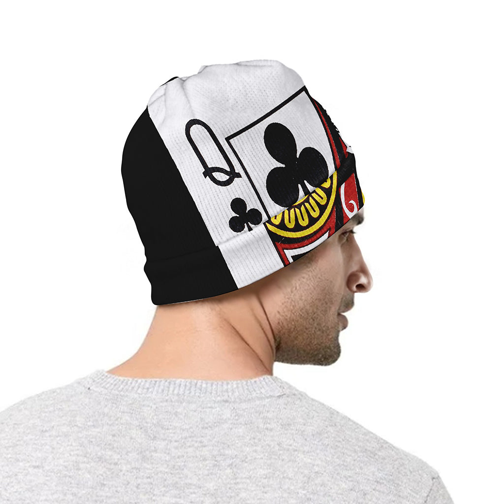 Queen Of Clubs Playing Card Print Beanie