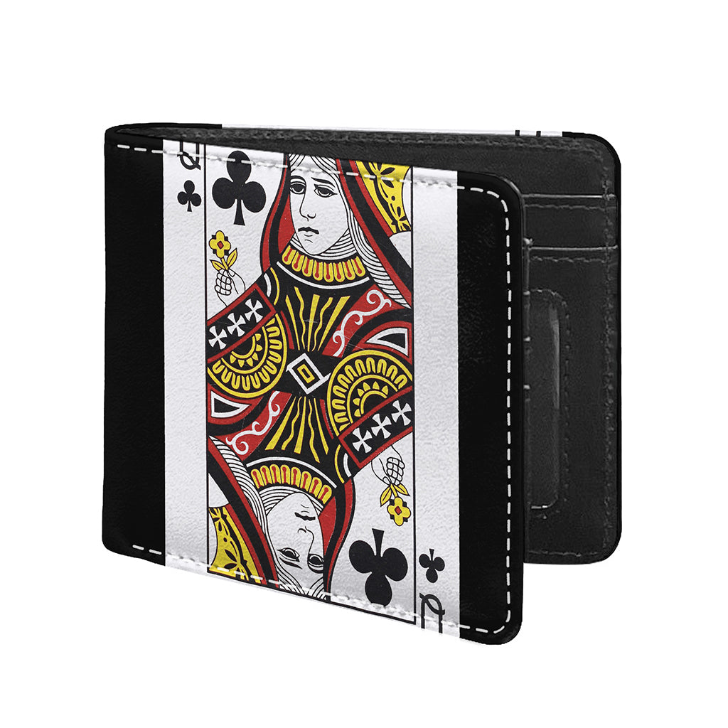 Queen Of Clubs Playing Card Print Bifold Wallet