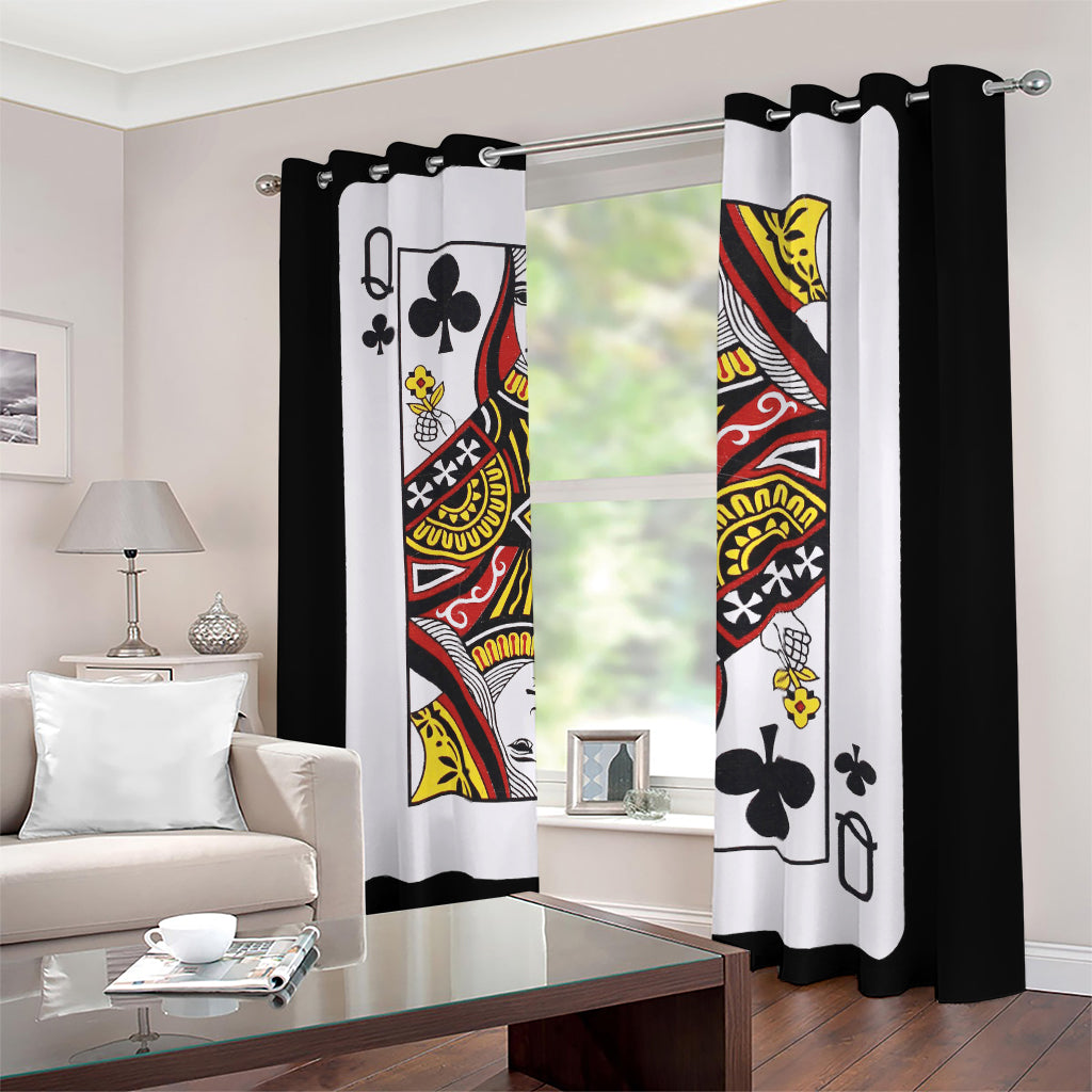 Queen Of Clubs Playing Card Print Blackout Grommet Curtains
