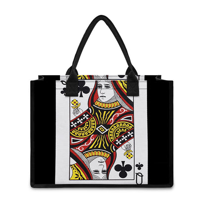 Queen Of Clubs Playing Card Print Canvas Tote Bag