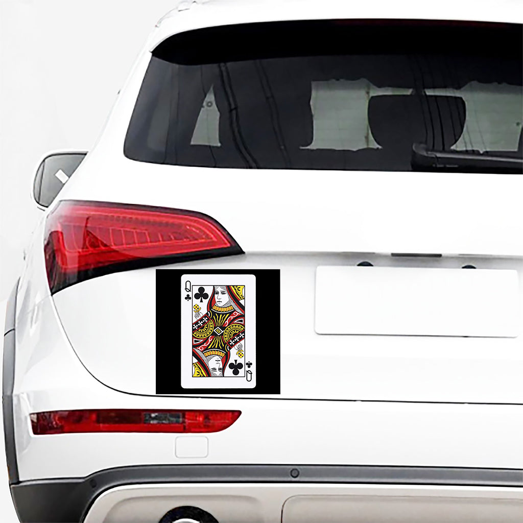 Queen Of Clubs Playing Card Print Car Sticker