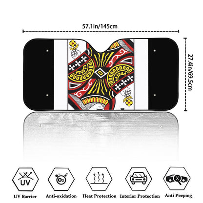 Queen Of Clubs Playing Card Print Car Windshield Sun Shade