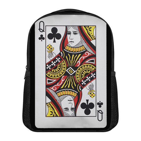 Queen Of Clubs Playing Card Print Casual Backpack