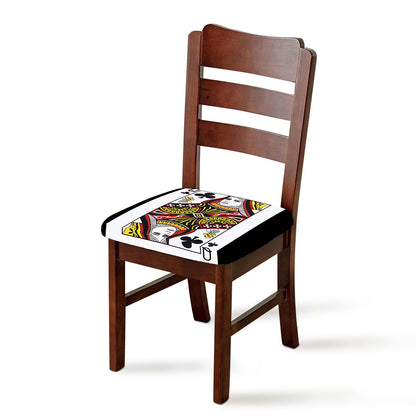 Queen Of Clubs Playing Card Print Chair Cushion Cover