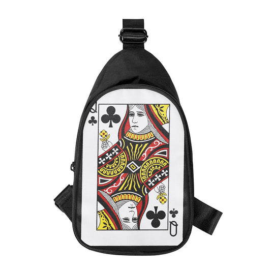 Queen Of Clubs Playing Card Print Chest Bag