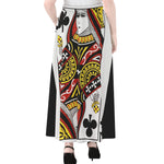Queen Of Clubs Playing Card Print Chiffon Maxi Skirt