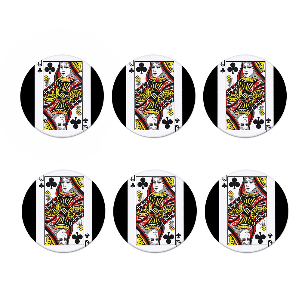 Queen Of Clubs Playing Card Print Coaster Set