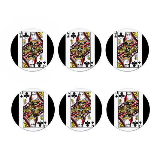 Queen Of Clubs Playing Card Print Coaster Set