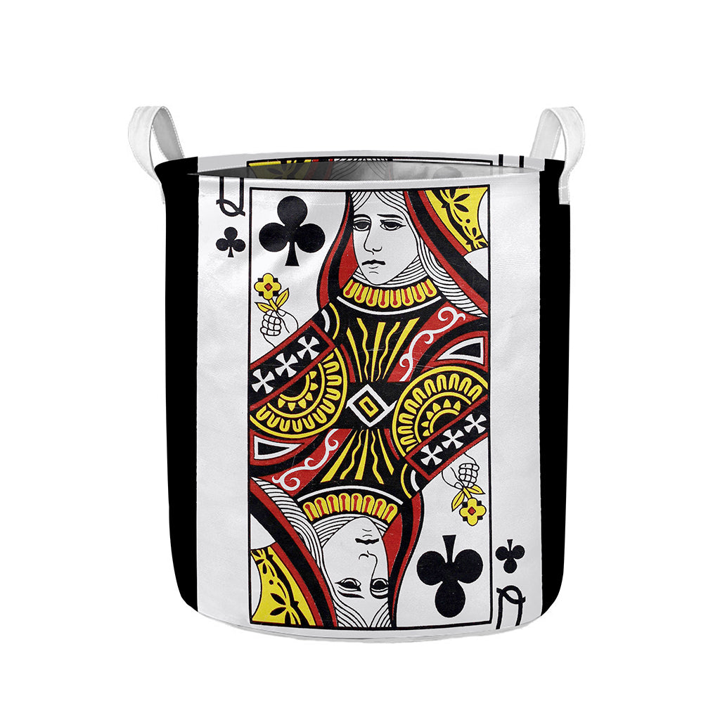 Queen Of Clubs Playing Card Print Collapsible Laundry Basket