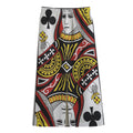 Queen Of Clubs Playing Card Print Cotton Front Slit Maxi Skirt