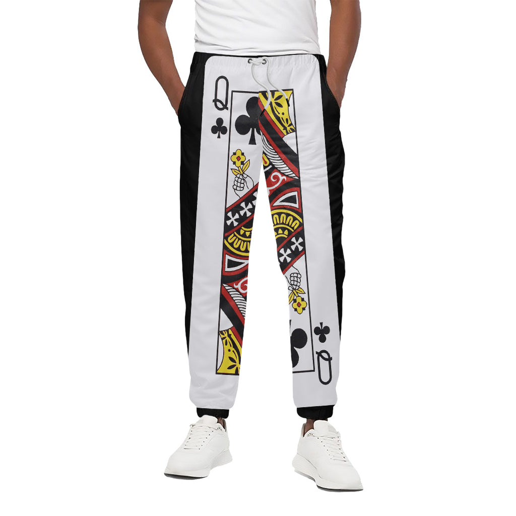 Queen Of Clubs Playing Card Print Cotton Pants