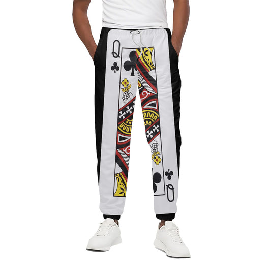 Queen Of Clubs Playing Card Print Cotton Pants