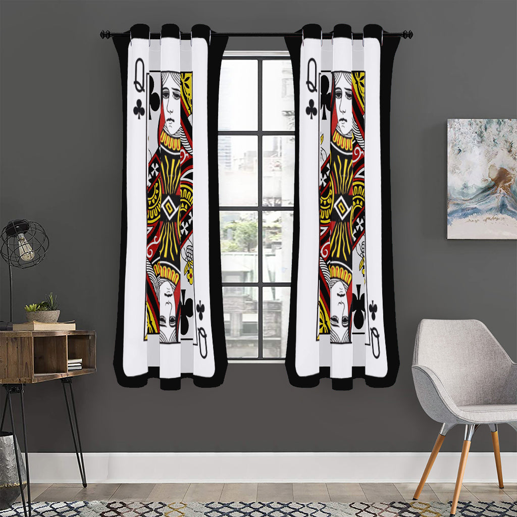 Queen Of Clubs Playing Card Print Curtain