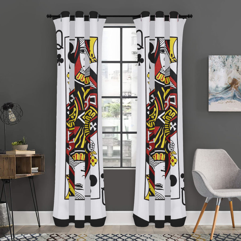 Queen Of Clubs Playing Card Print Curtain