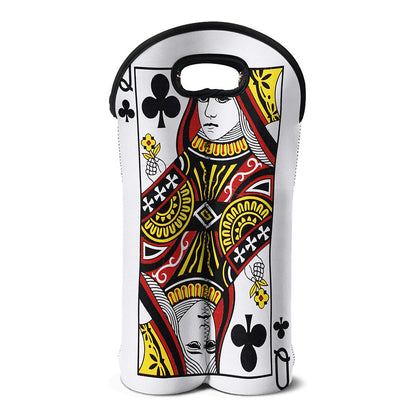 Queen Of Clubs Playing Card Print Double Neoprene Wine Tote