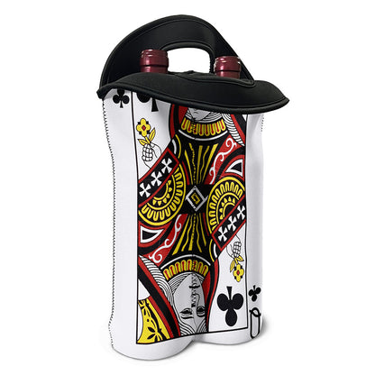 Queen Of Clubs Playing Card Print Double Neoprene Wine Tote