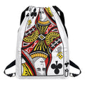 Queen Of Clubs Playing Card Print Drawstring Backpack