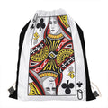 Queen Of Clubs Playing Card Print Drawstring Bag