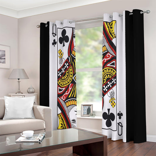 Queen Of Clubs Playing Card Print Extra Wide Grommet Curtains