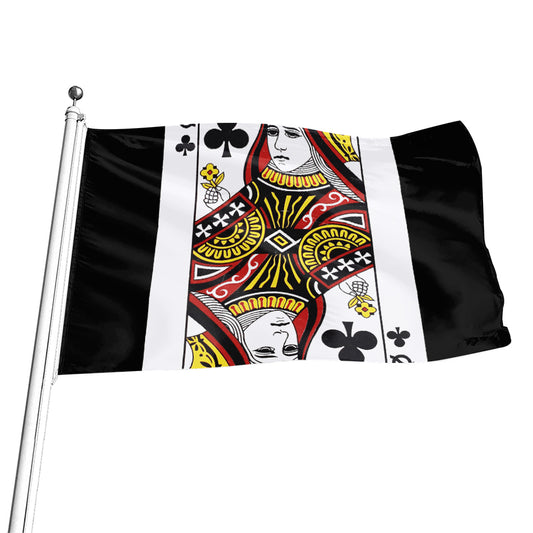 Queen Of Clubs Playing Card Print Flag
