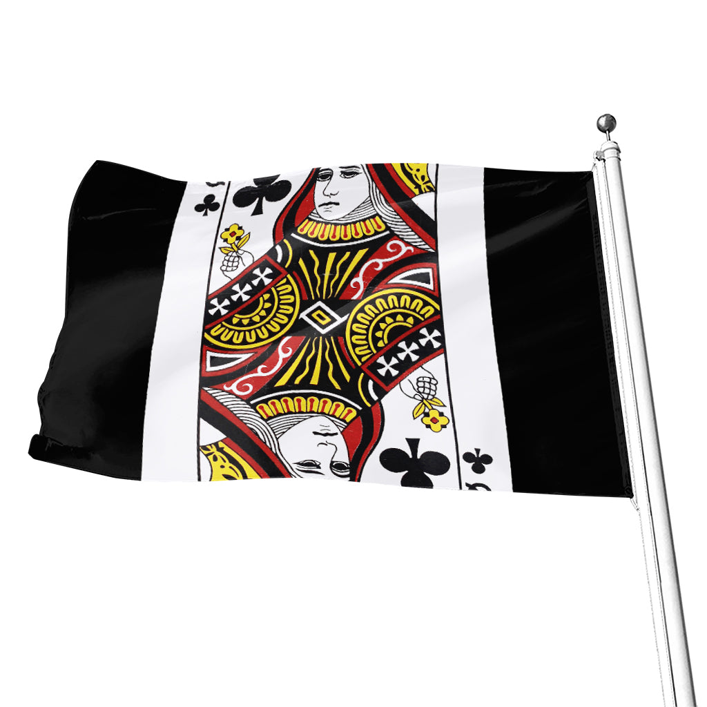 Queen Of Clubs Playing Card Print Flag