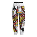 Queen Of Clubs Playing Card Print Fleece Lined Knit Pants