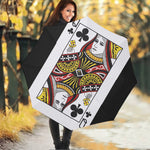Queen Of Clubs Playing Card Print Foldable Umbrella