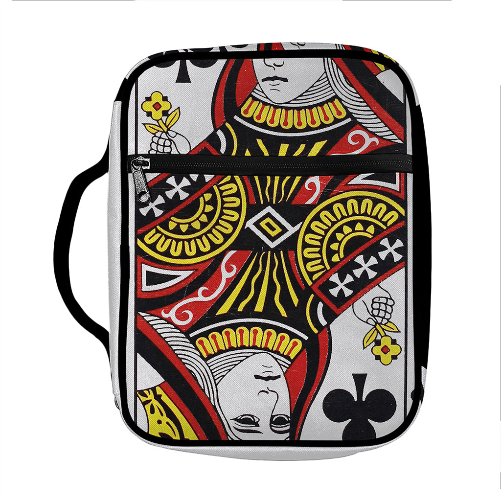 Queen Of Clubs Playing Card Print Front Pocket Bible Bag
