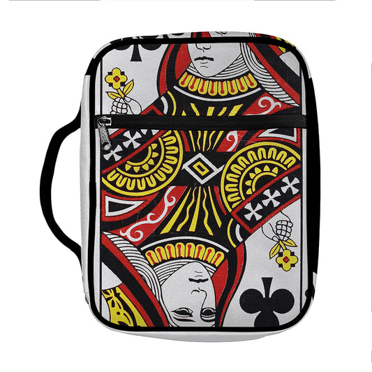 Queen Of Clubs Playing Card Print Front Pocket Bible Bag