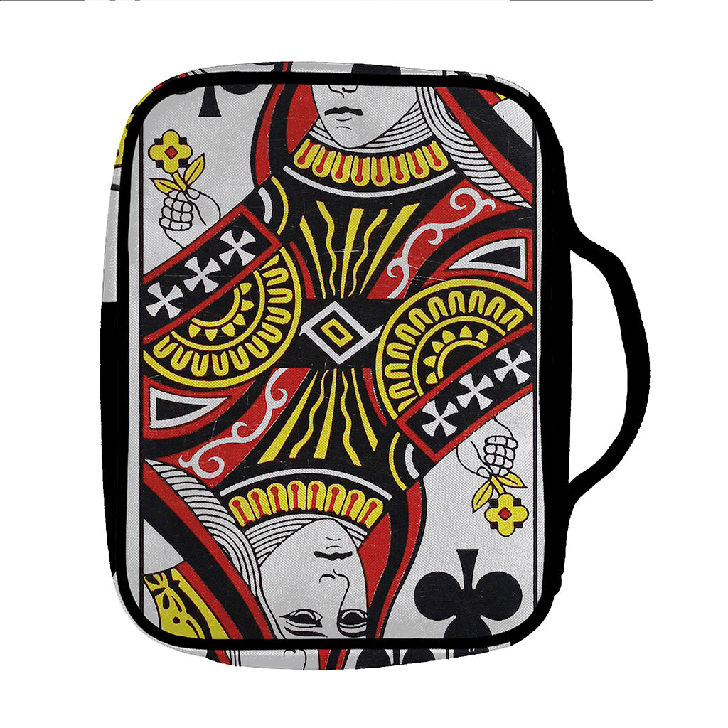 Queen Of Clubs Playing Card Print Front Pocket Bible Bag