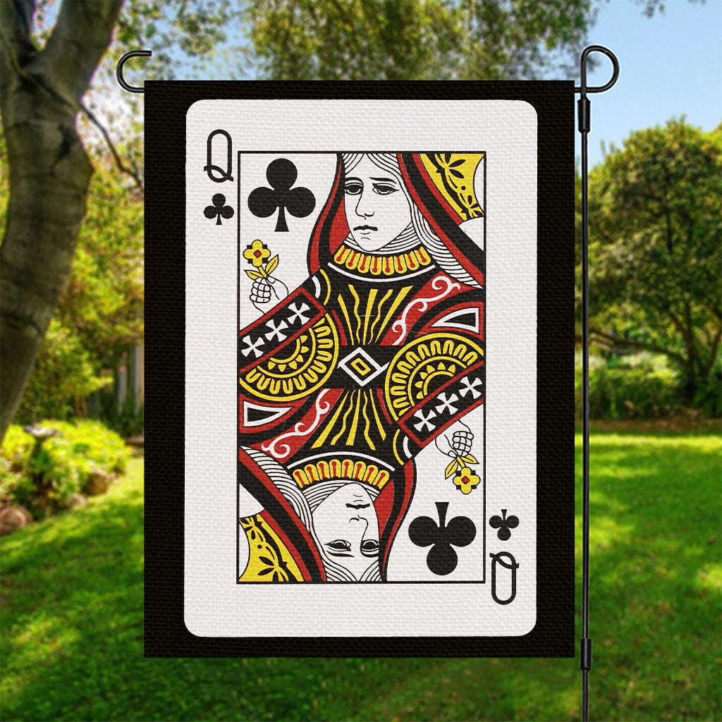 Queen Of Clubs Playing Card Print Garden Flag