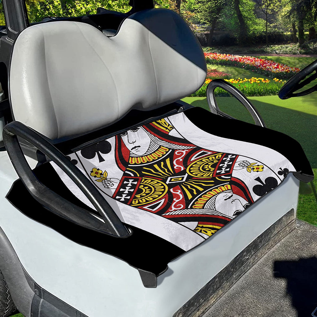 Queen Of Clubs Playing Card Print Golf Cart Seat Cover
