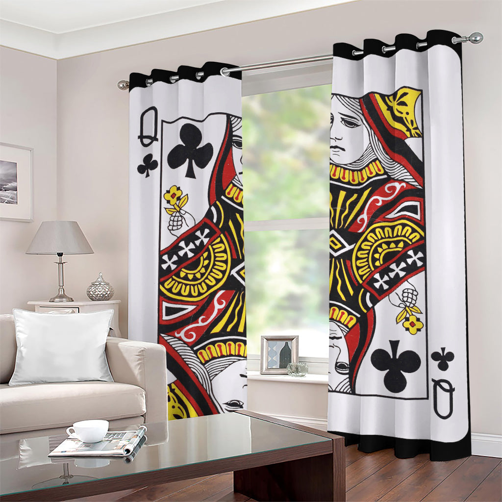 Queen Of Clubs Playing Card Print Grommet Curtains