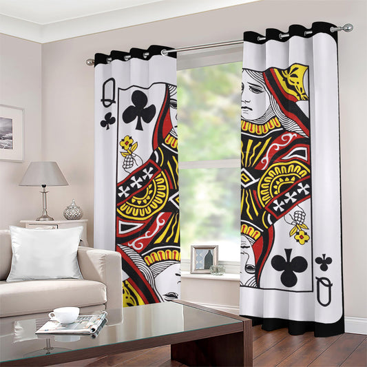 Queen Of Clubs Playing Card Print Grommet Curtains