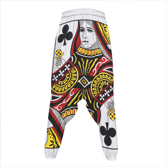 Queen Of Clubs Playing Card Print Hammer Pants